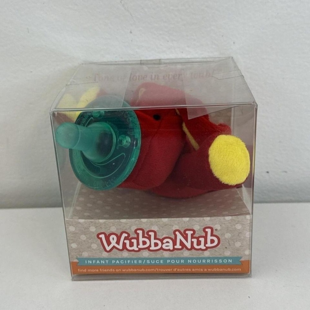 Wubbanub Pacifier Silicone Red Dog Baby Toy Binky Plush 0-6 Months